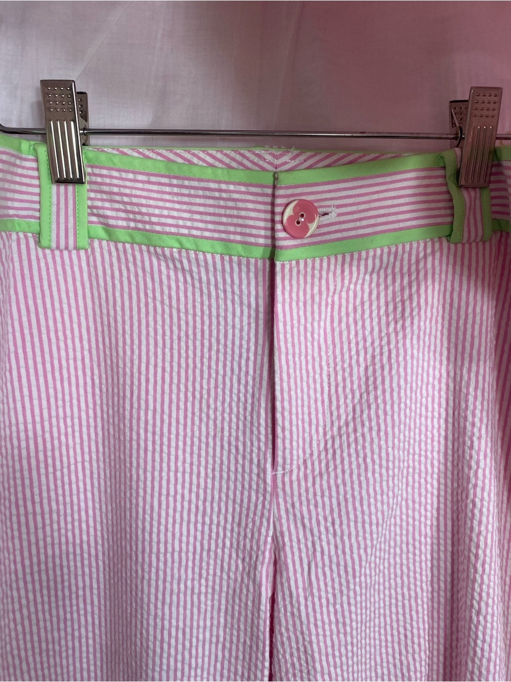 Lilly Pulitzer VINTAGE WHITE LABEL Pink White Stripe 2 Piece Set Top Capri 6 - Picture 2 of 15